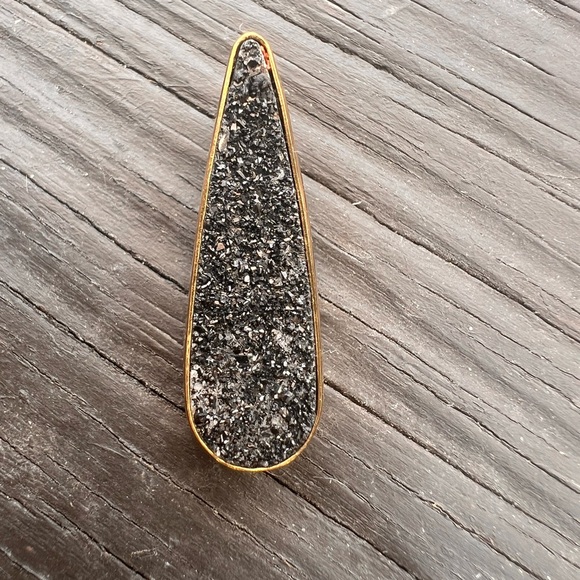 Charles Albert Black Druzy Teardrop Pendant - Picture 2 of 5